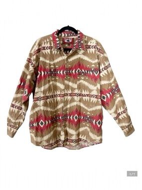 True Grit Men’s Vintage Button Up Southwestern Aztec Tribal Shirt Size‎ Small